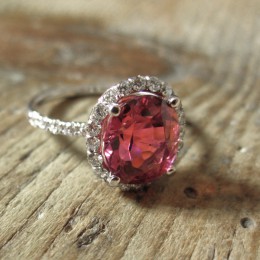 Rubellite & diamond ring.