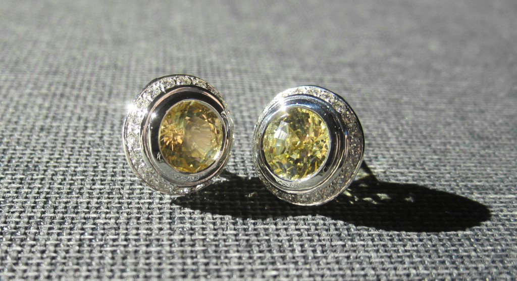 Yellow sapphire and diamond earrings (Sold)
