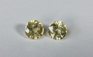 Earrings, yellow sapphires and diamonds.