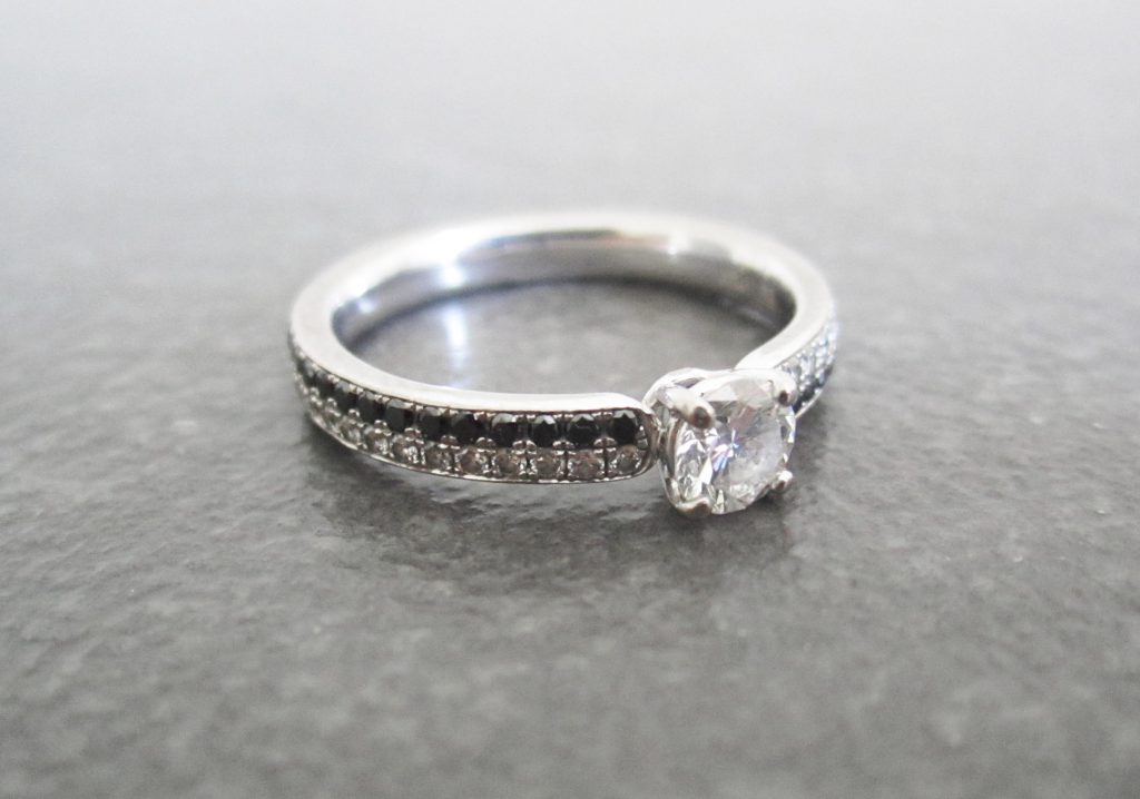 Black and colorless diamond ring (Sold)
