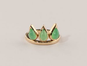 Bague chrysoprases et diamants.