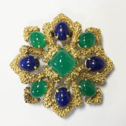 Broche Van Cleef & Arpels chrysoprase et lapis lazuli.