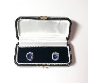 Sugar loaf sapphires and diamonds earrings.