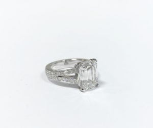 Emerald cut diamond ring.