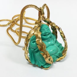 Pendentif Bouddha “rieur” turquoise et or, Asprey & Co Ltd