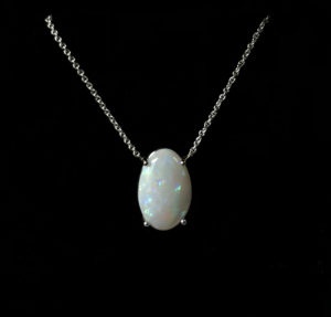 White gold Australian white opal pendant.