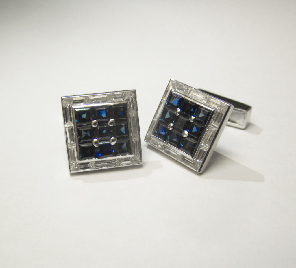 Sapphire and diamond cufflinks, Piaget (Sold)