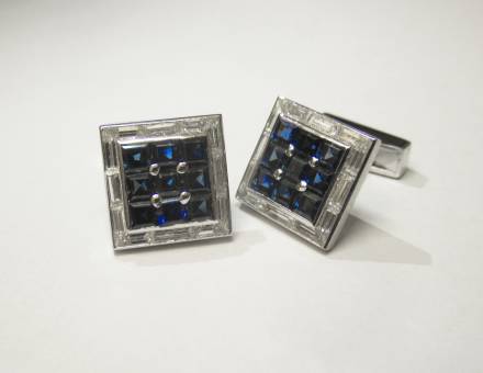 Sapphire and diamond cufflinks, Piaget (Sold)
