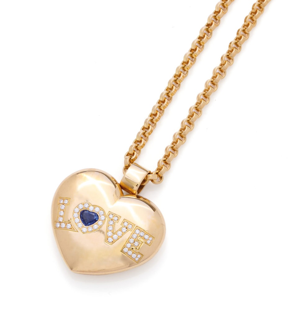 Sapphire and diamond “Happy Diamond Love” heart pendant necklace, Chopard (Sold)