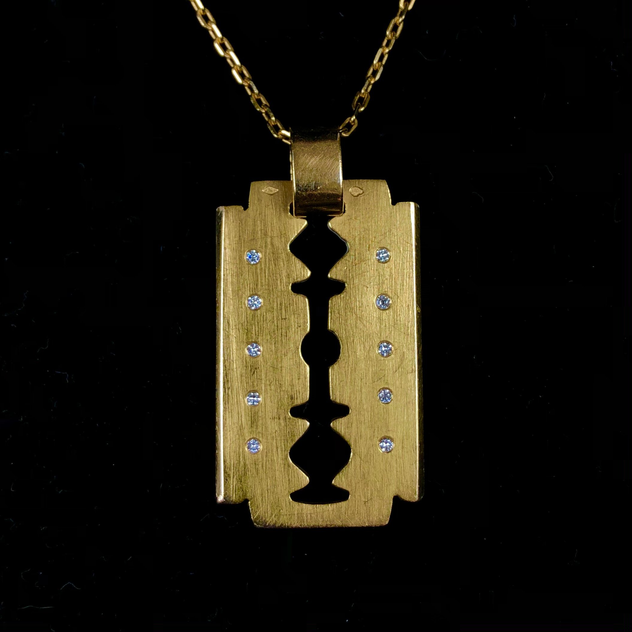 Razor blade deals pendant gold