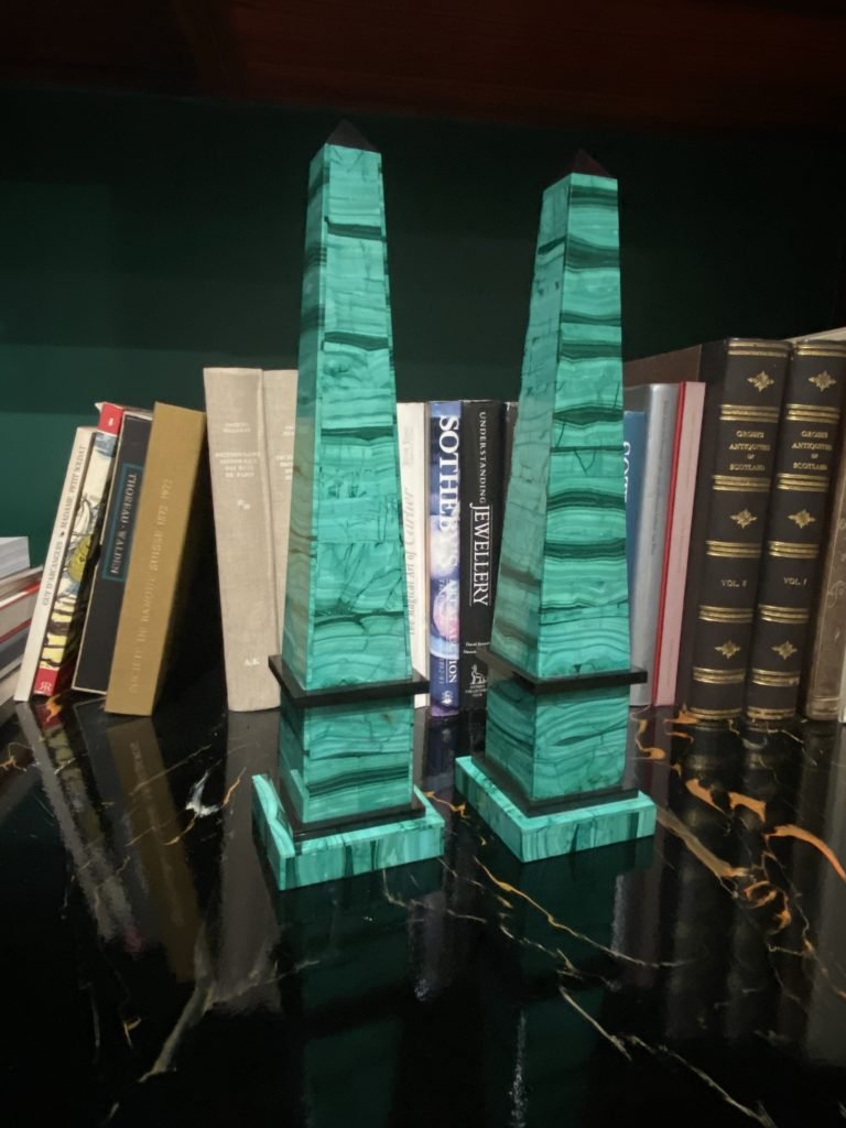 Pair of malachite obelisk (Sold)