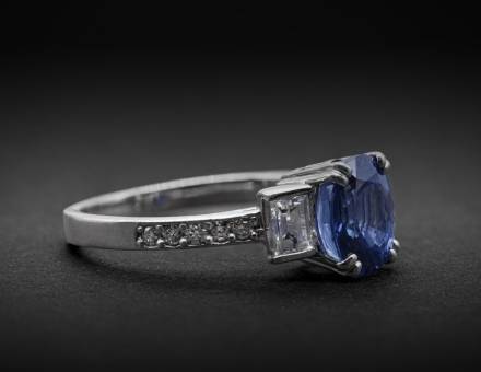 Bague platine diamant et saphir (Vendu)
