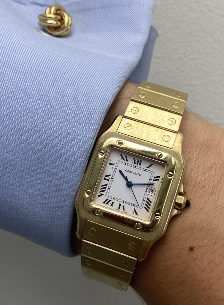Cartier Santos “galbée” watch in gold (Sold)