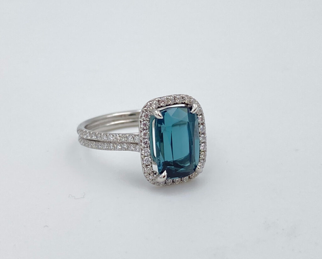 Platinum, indigolite and diamond ring (Sold)