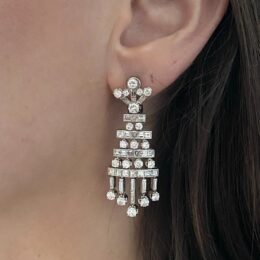 Gold and diamond chandelier earrings