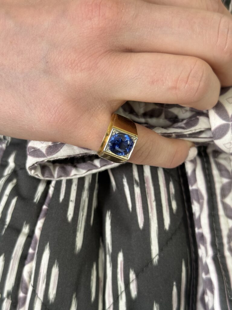 Signet gold ring and sapphire (Sold)